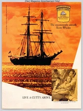 Cutty Sark Scots Whisky Sailing Sunset Romance Scene Vintage 1989 Advertisement