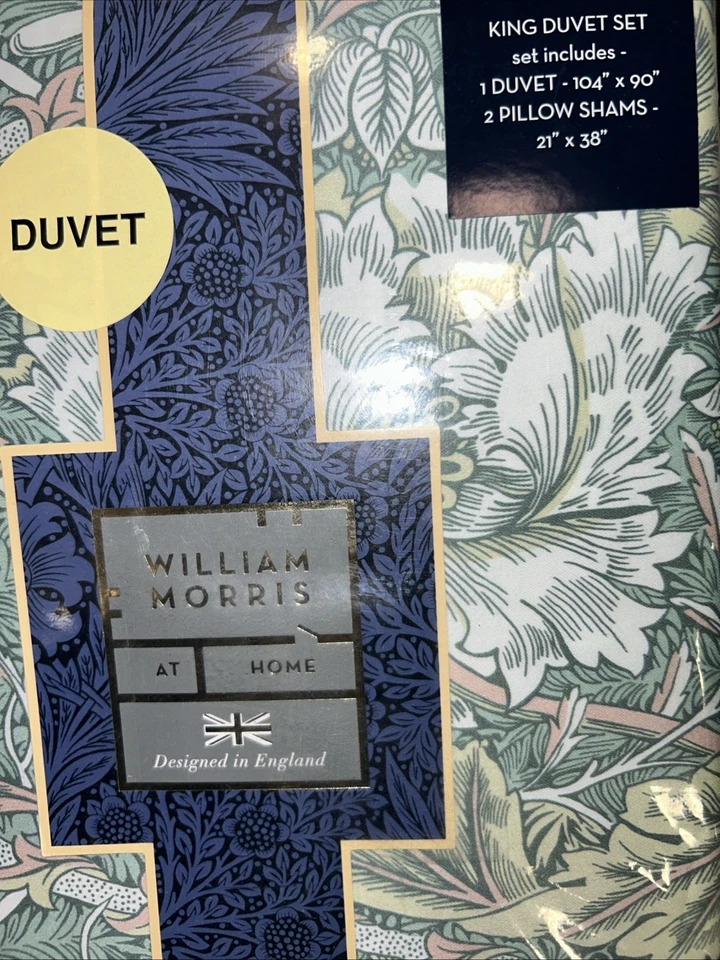 NWT WILLIAM MORRIS HONEYSUCKLE TULIP SEA GREEN KING SHAMS DUVET COVER SET RARE - Image 2 of 4