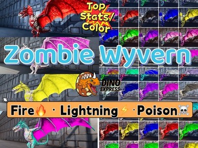 54 Color Top Stats Zombie Wyvern,ASA Halloween Clone Survival Ascended