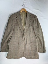 Vintage Chaps By Ralph Lauren Blazer Mens 40 Beige Plaid Wool Tweed Sport Coat