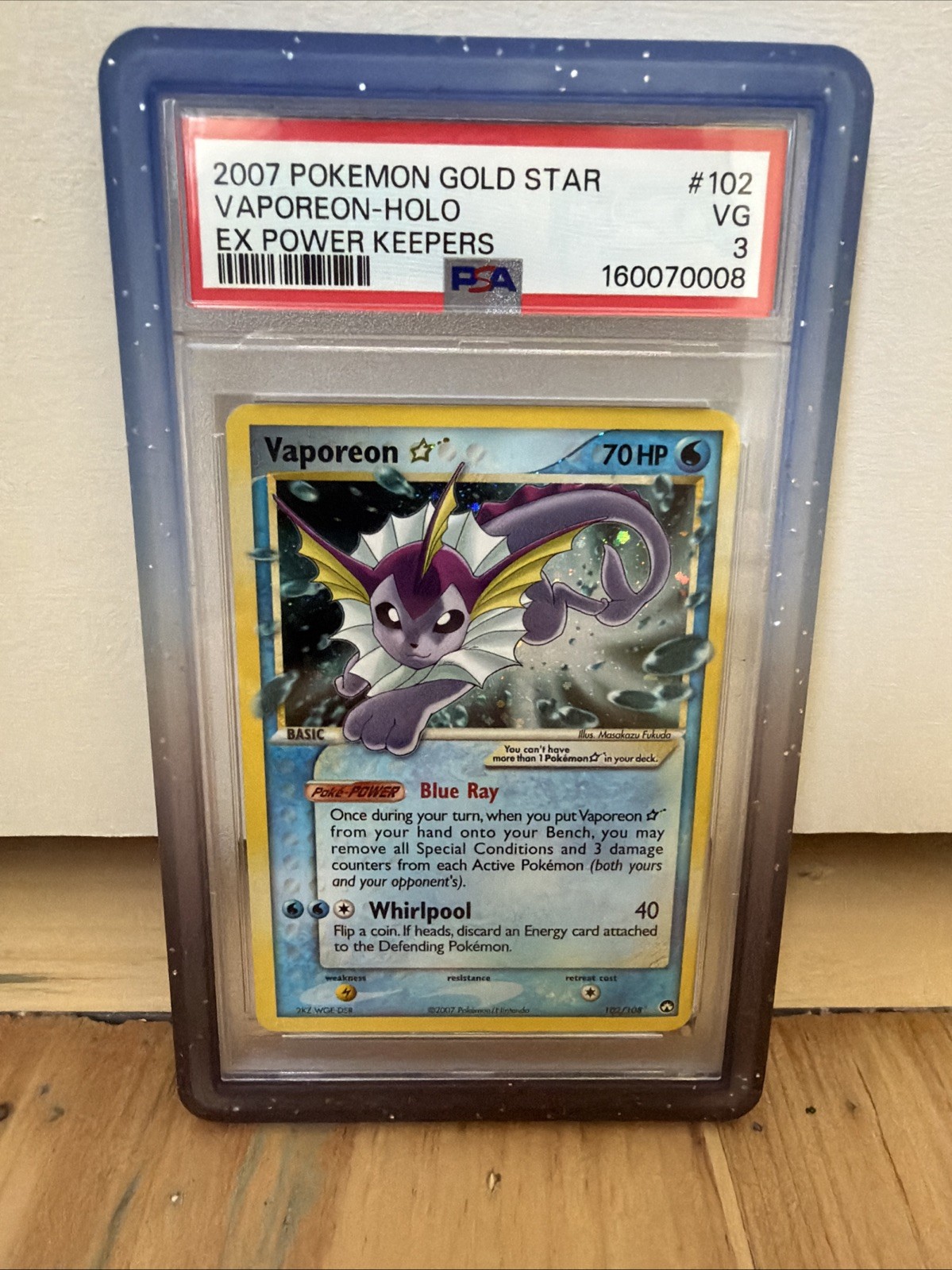 Vaporeon Gold Star 102/108 EX Power Keepers (2007) HOLO Pokémon PSA