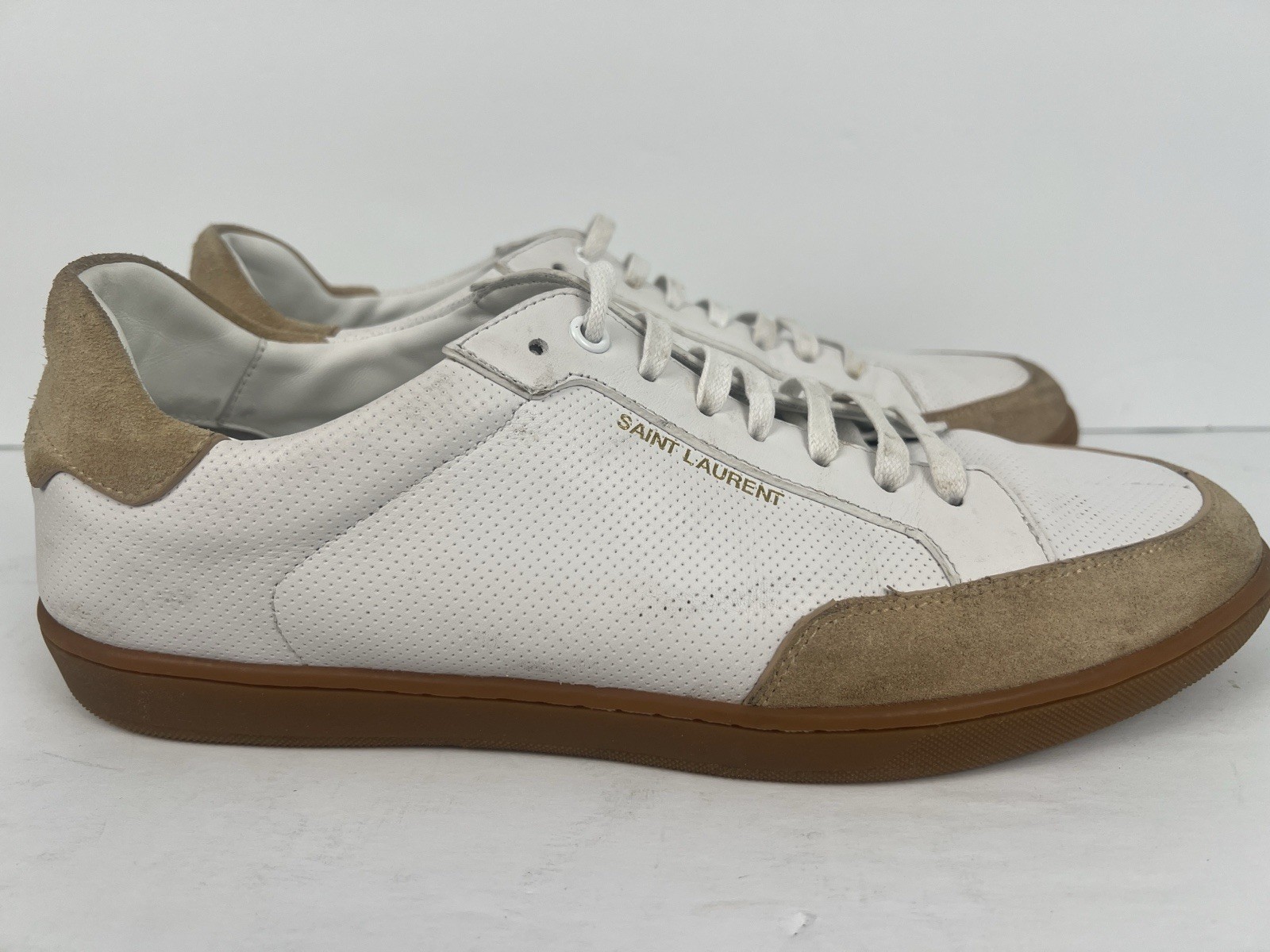Saint Laurent Court Classic SL 10 Sneakers basse in pelle bianca uomo 12 EU 45