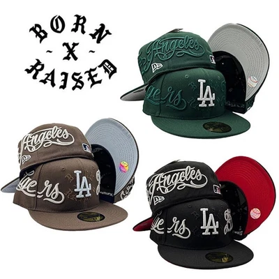 Born x Raised LA Cap Los Angeles Dodgers Fitted 59fifty MLB Era Baseball Hat Box