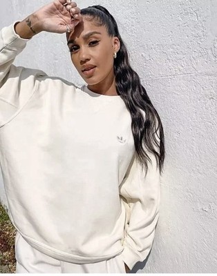 Adidas Womens No-Dye Pearl Beaded Sweatshirt - Off White L