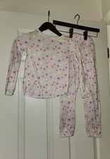 Extremely Me Girls Pajama Set Size 7/8 Pink Neon Star Print 2 Piece Sleepwear