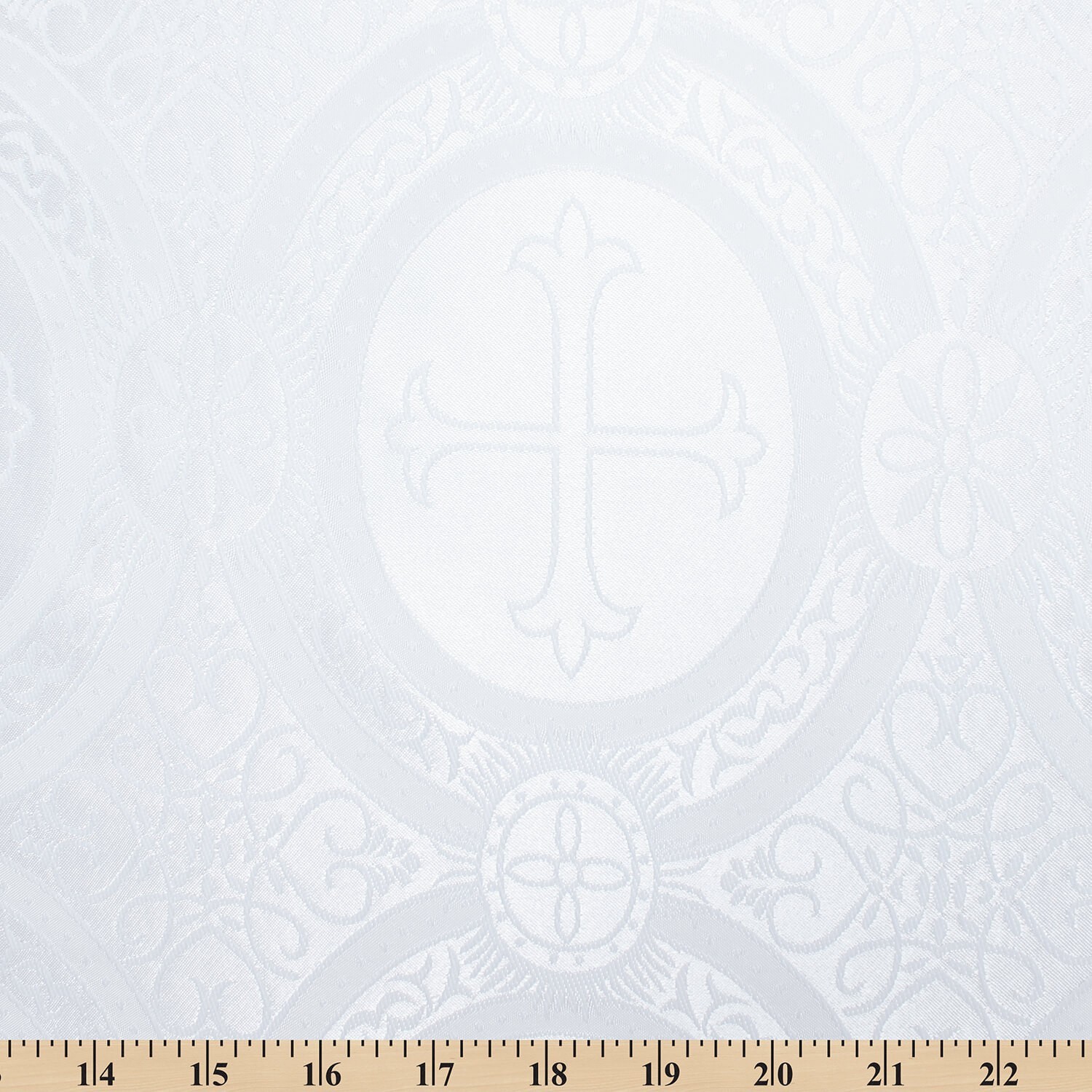 Liturgical Satin Jacquard Brocade Church Cross Floral (60 Inch) Fabric