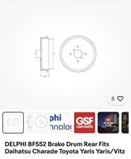 Tamburo freno posteriore Delphi BF552 adatto per Daihatsu Charade Toyota Yaris Yaris/Vitz