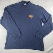 Vintage Quiksilver L/S Shirt Men L Blue Mock Neck Sun Logo Surf 90s Y2K USA Made