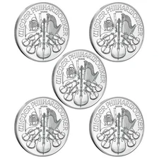 2026 1 oz Austrian .999 Fine Silver Philharmonic Coin (BU) Lot of 5