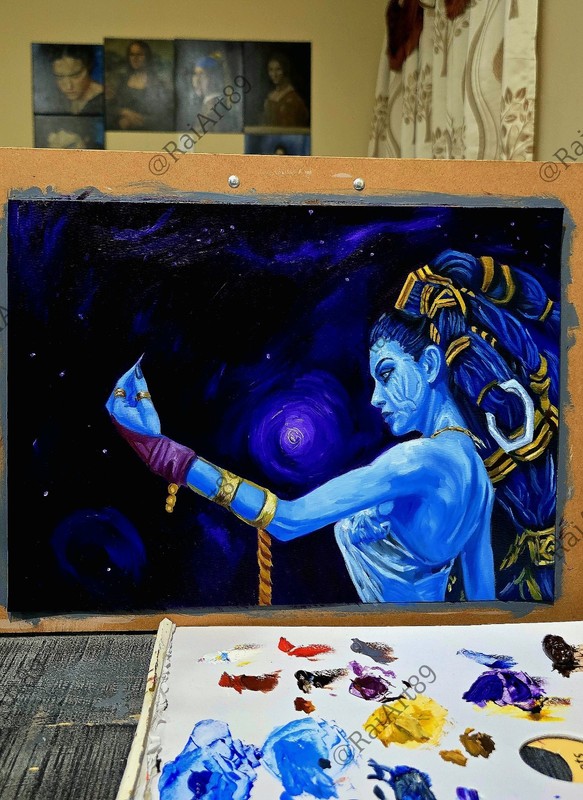 Shiva Final Fantasy X Oil Painting 11x15 Signed By Artist