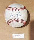 Autographed Baseball game used KADE MORRIS Athletics