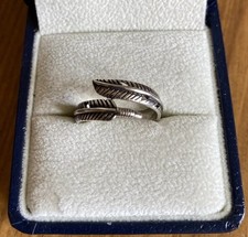 Sterling Silver Stamped S925 Adjustable Feather Ring Size N