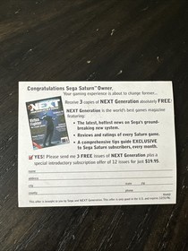 Sega Saturn Next Generation 3 Free Magazine Mail In Insert Only 