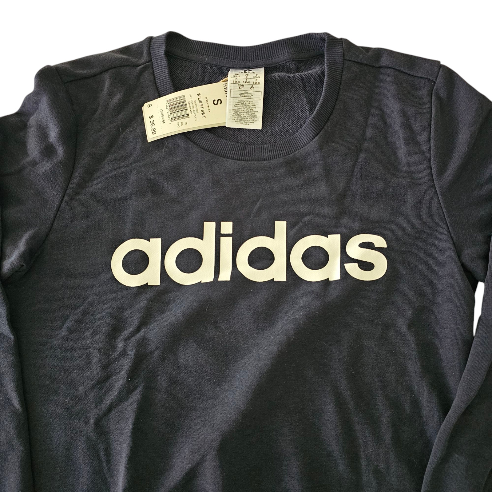 Adidas Essential Sweatshirt Crewneck Women's Small Blue H10141 French Terry thumbnail 2