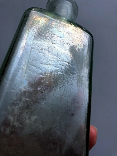 Antique Embossed Whittemore Boston USA Aqua Green Glass Bottle Applied Lip - Picture 10 of 11