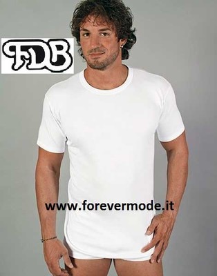 6 Men's T-Shirts FDB Short Sleeve Crew Neck In Warm Winter Cotton Art 30 MM