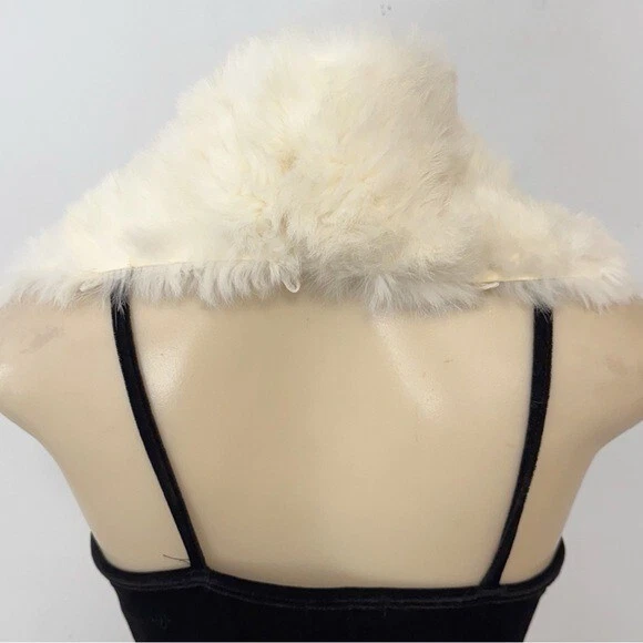 VTG Genuine Fur Ivory White Coat Collar Trim Detachable Replacement Wedding OS - Image 2 of 4