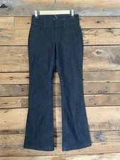 High Waist Flared Jeans Dark Wash Denim Retro 70s Style Wide Leg Women  s Size 3