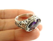 Oval Purple Amethyst Ornate 925 Sterling Silver Ring 6 7.25 8 9