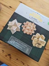 Brain Teaser Wood Interlocking Puzzles Set of 3