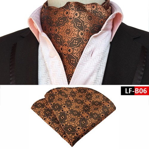 New Classic Men's Ascot Cravat Tie Silk Paisley Blue Scarves Cravat Hanky Set - Afbeelding 24 van 45