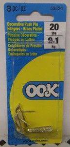 24 Packages Of Ook Decorative Push Pin Hangers Brass Plated 3 Per
