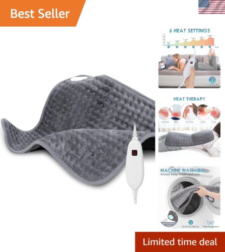 Auto Shut Off Heating Pad with 6 Heat Settings for Cramps and Back Pain Relief