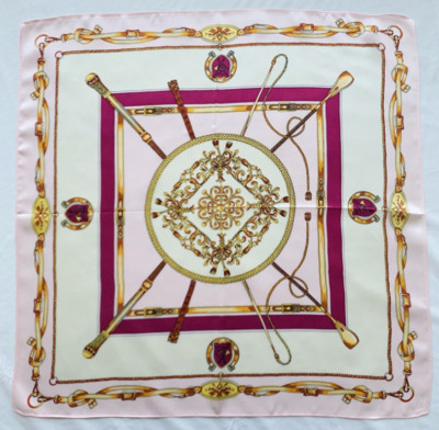 100% mulberry silk pink buckle printed square scarf 53cm
