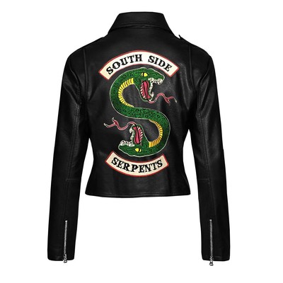 Women Riverdale Southside Serpents Faux Leather Biker Club Jughead Jones Jacket