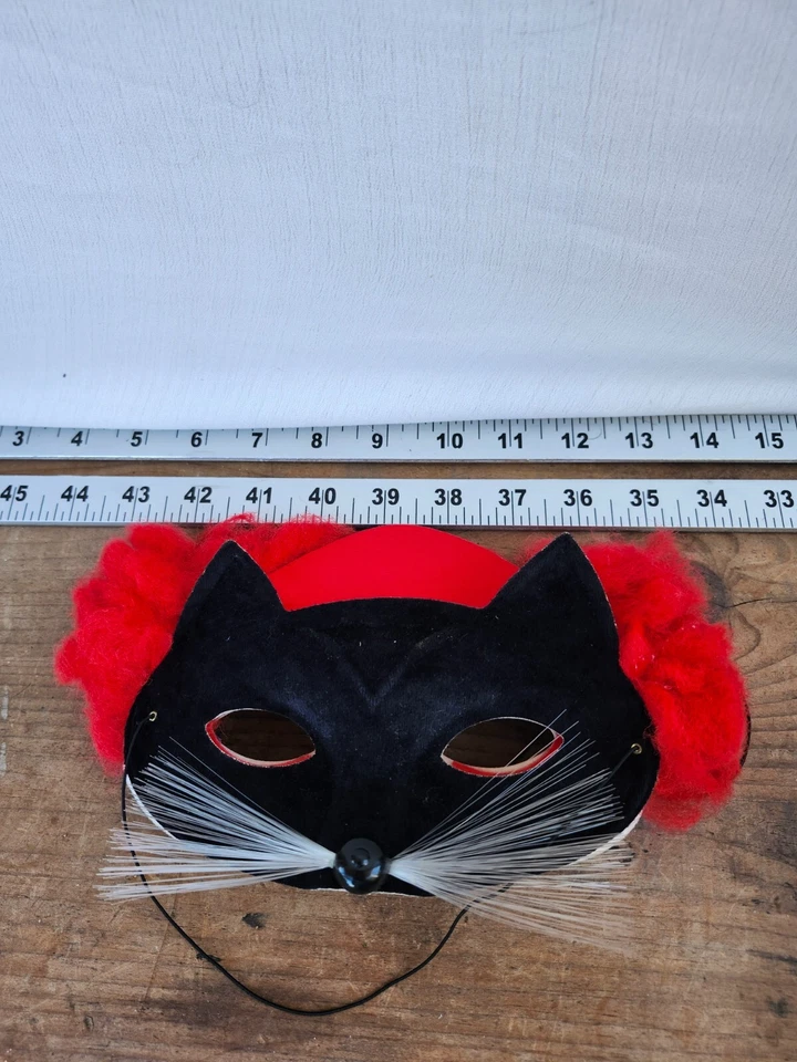 Vtg Masquerade Eye Mask Black Cat Whiskers and Clown Pretend Costume 2 Pcs - Image 4 of 4