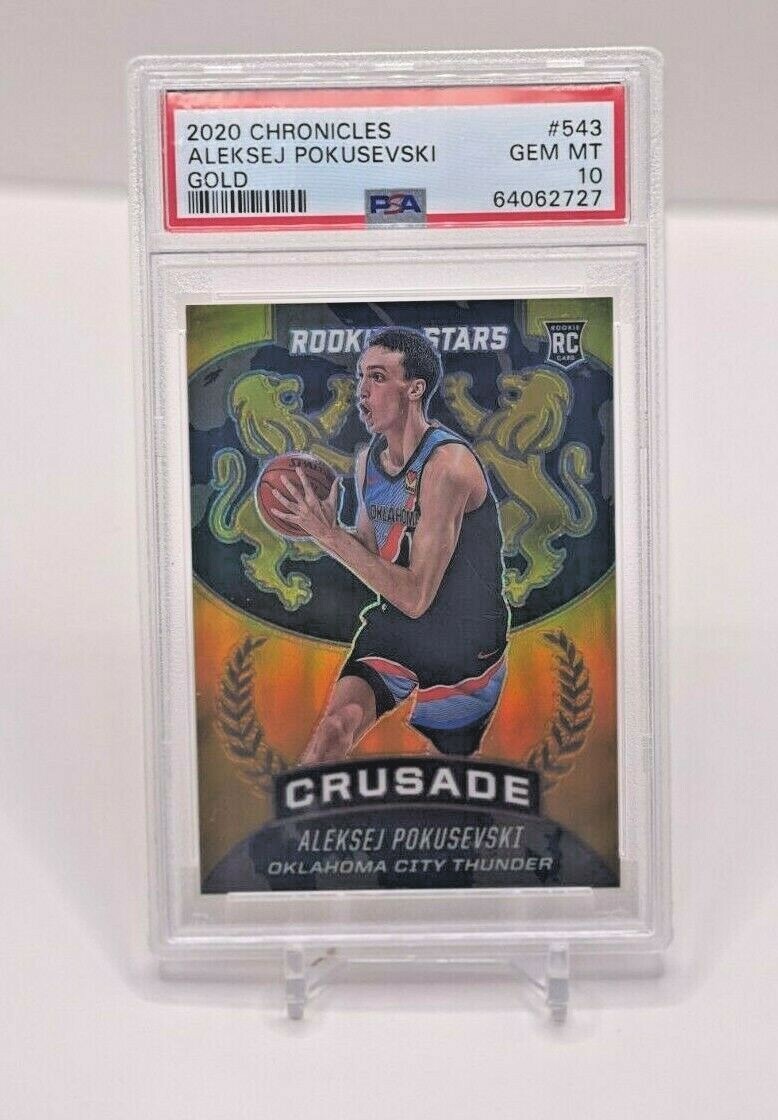 2020 Panini Chronicles Aleksej Pokusevski Gold Prizm Crusade /10 PSA 10 GEM MINT