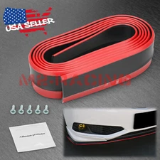 Universal Red/Black Rubber Front Bumper Lip Splitter Chin Spoiler Body Kit Trim