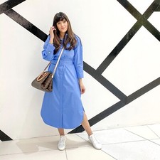 ZARA BLUE FULL-BODIED SHIRT DRESS WITH BELT SIZE M
