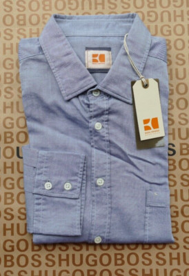 Neu Hugo Boss Herren Hellblau Regular Fit Langarm Smart Freizeit Anzug Hemd XL