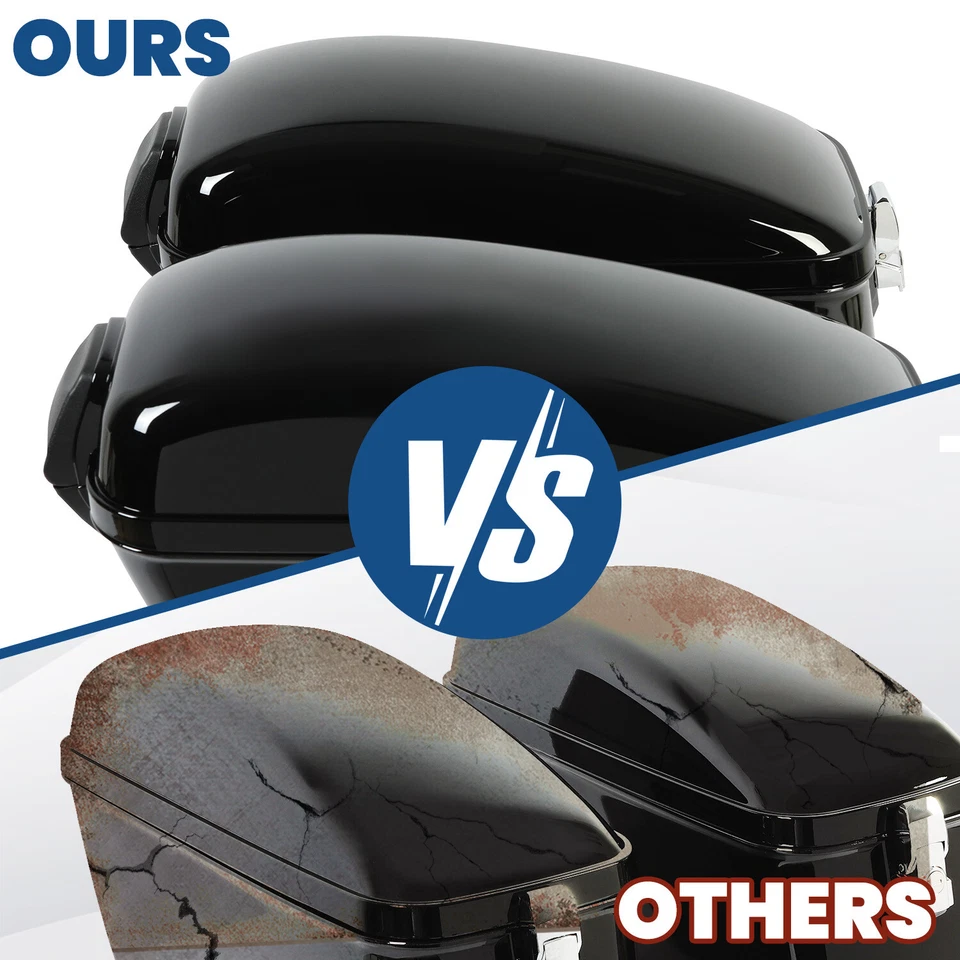 生动黑色大号硬鞍袋后备箱适用于Harley Dyna本田雅马哈配件 — 第 3/4 张图片