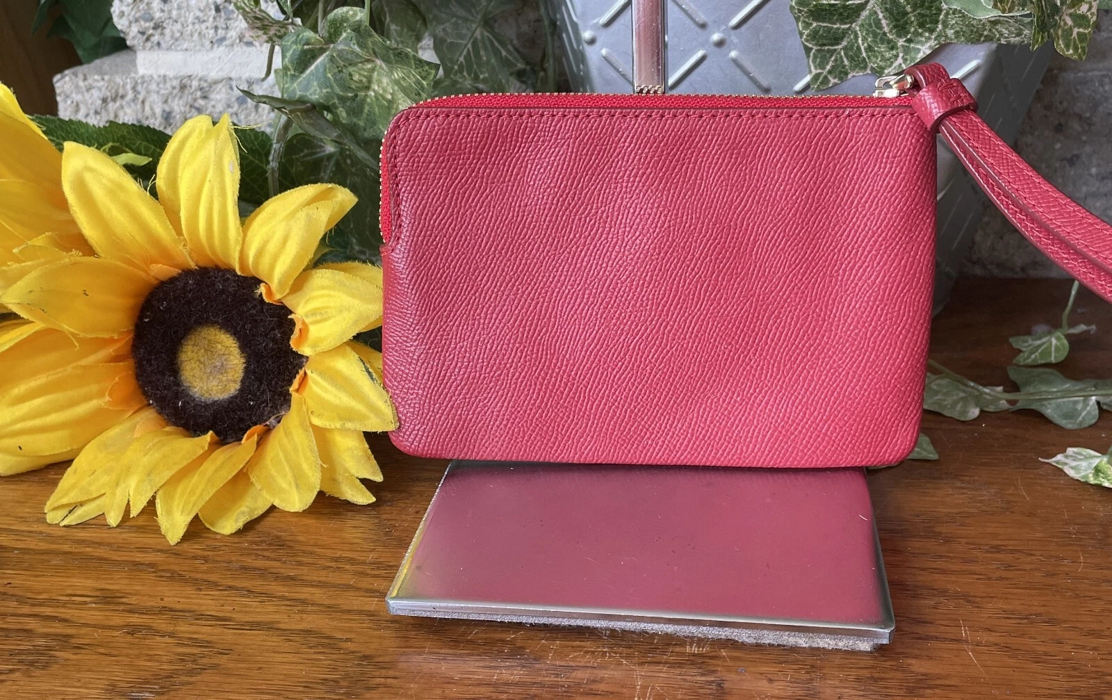 BORSA PORTAFOGLIO COACH 1941 ROSSO CROSSGRAIN ANGOLO ZIP PELLE POLSO 58032