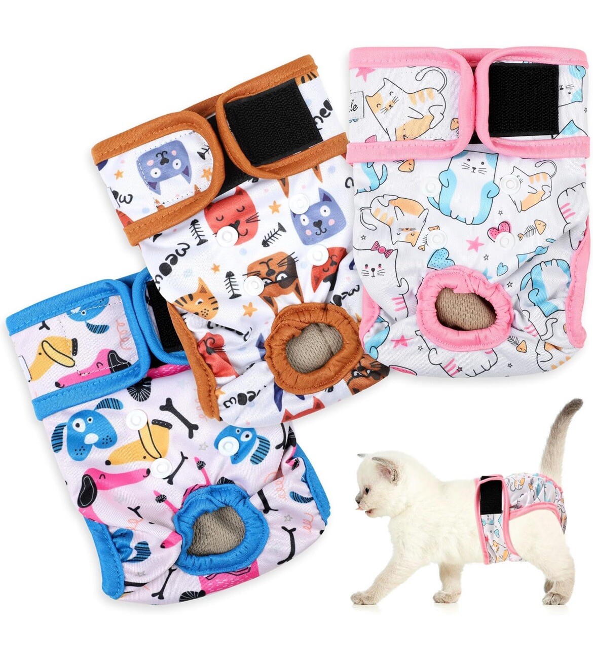 Reusable Cat Diapers 3 Pack with Good Absorbency Size Large