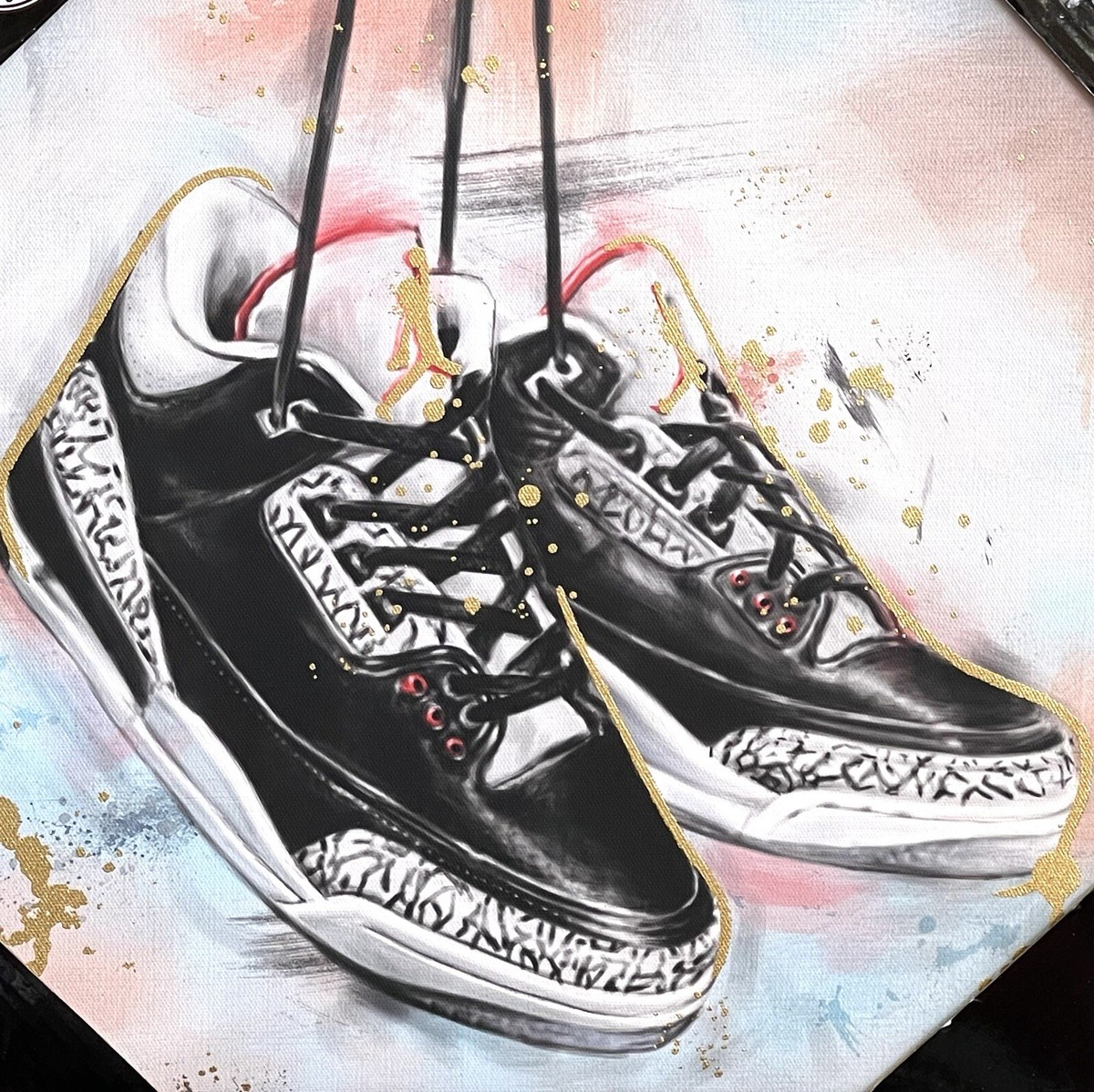 NOTORIART Wall Art Print NIKE AIR JORDAN Black Sneakers Shoes - Main Image