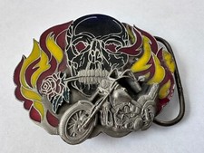 Buckle Co. Inc. 1991 Wild  Free Skull Rose Biker Belt Buckle Ashland, OR VTG