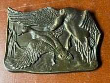 Vintage Bergamot Brass Works Belt Buckle Mallards Ducks
