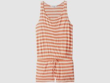 New 155 Ella Moss Girls' Orange Stripe Romper Cover-Up Swimsuit Size Medium