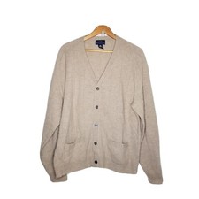 Club Room grandpa sweater vneck button ecru color men Medium 100 lambswool