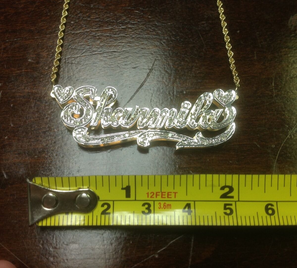 14K Yellow/white Gold Rope Necklace With Sharmila name plate with ...