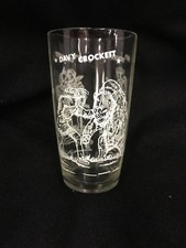 Rare Vintage Davy Crockett Drinking Glass Grizzly Bear Western Cowboy Frontier