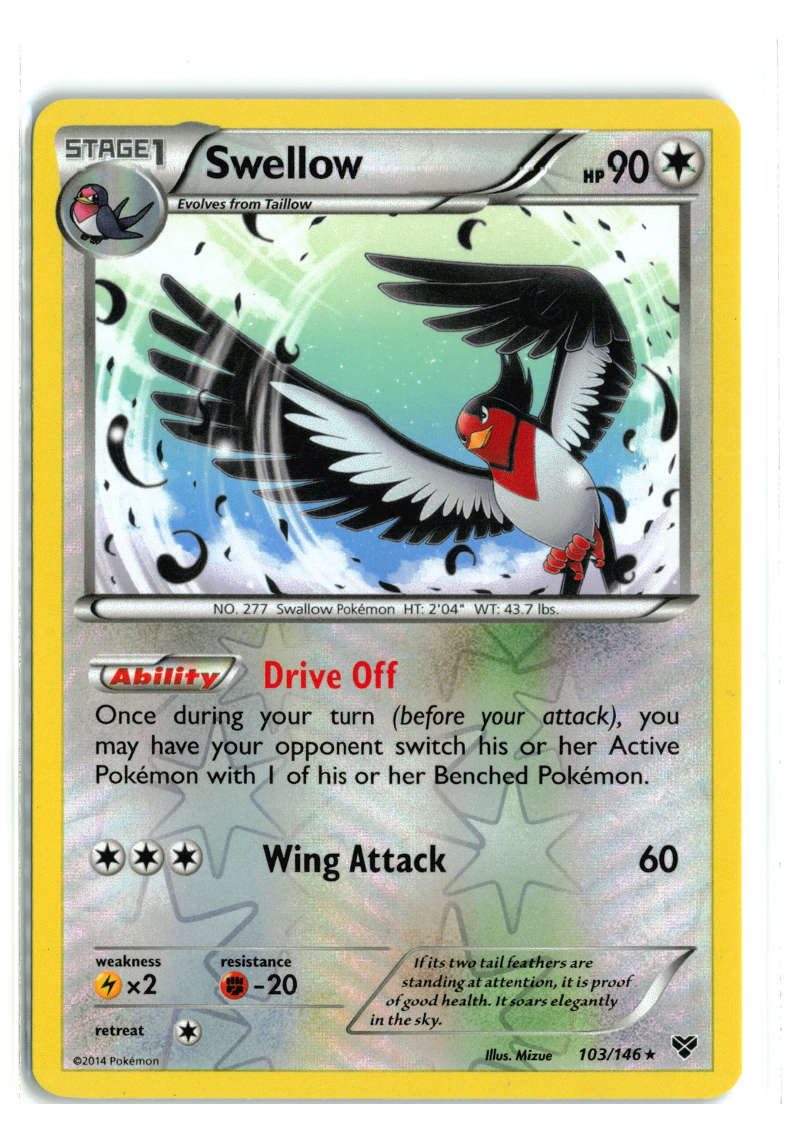 SWELLOW 103/146 REVERSE HOLO POKEMON TCG NM-LP