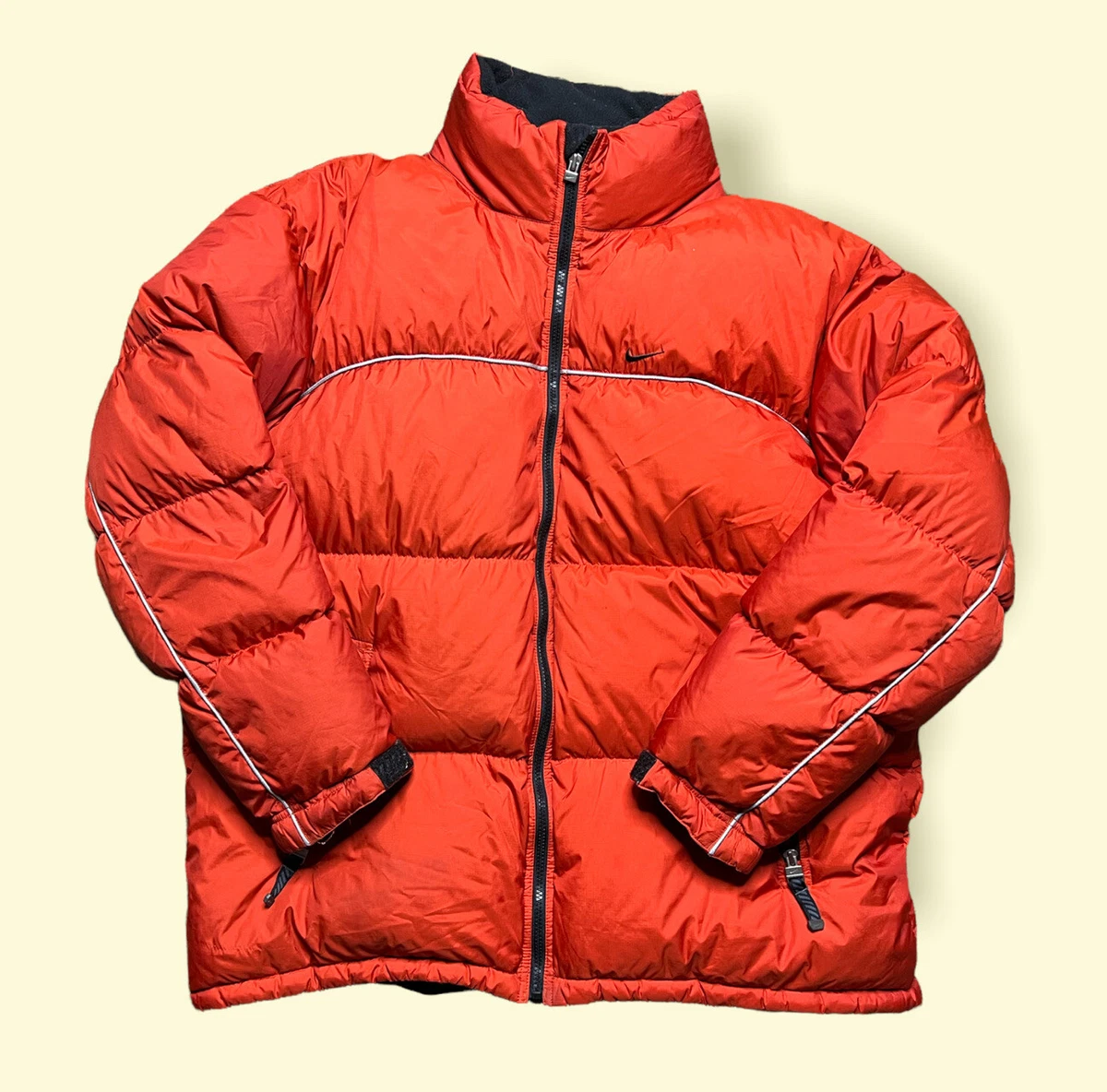 Vintage Nike Puffer Jacket Y2K Men’s Large Orange Vtg 2000s Swoosh