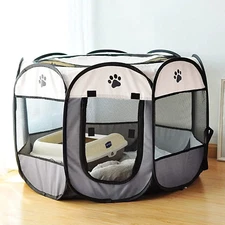 Portable Pet Playpen, Dog Playpen Foldable Pet Exercise Pen Tents Dog House Play