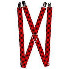 unisex adults - Buffalo Plaid Suspenders, Multicolor, One Size US