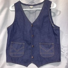 Vintage blue denim vest.chevron-stitched patch pockets.4-snap closure.18  X21  
