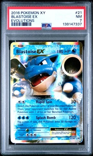 2016 POKEMON XY EVOLUTIONS #21 BLASTOISE EX PSA 7